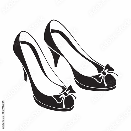 Elegant black high heels with bows in minimalist design  