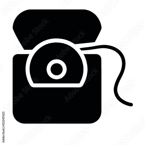 Oral Hygiene Flossing Container Silhouette icon isolated on white background