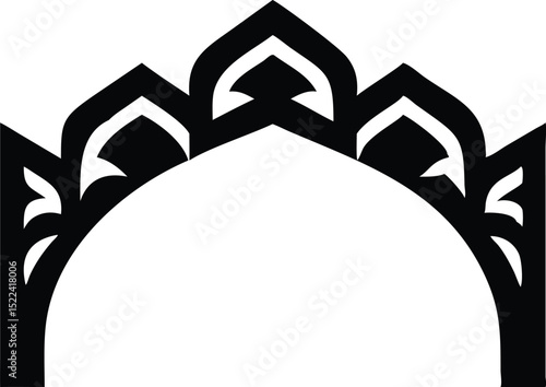 Decorative Ornamental Arch Silhouette in Black and White Design