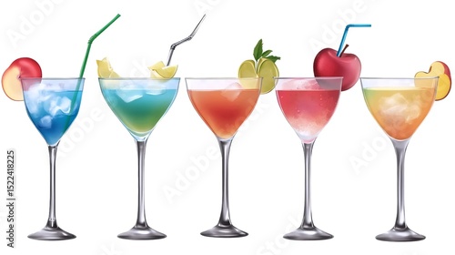 Wallpaper Mural Five colorful cocktails with fruit garnish Torontodigital.ca