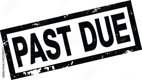 Distressed Black Past Due Rubber Stamp Illustration on a White Background, Grunge Effect
