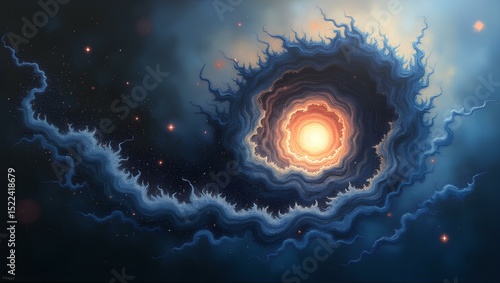 Celestial Spiral: A vibrant portrayal of the cosmos, a mesmerizing spiral of nebulas and stars swirls through the universe, a breathtaking dance of light and color.