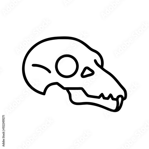Animal skull icon in minimalistic design with black outline  