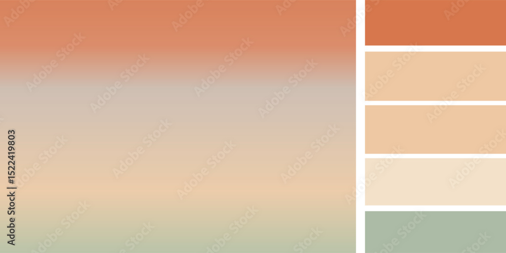 Obraz premium Soft mint green and light brown terracotta beige gradient background with color palette.eps10