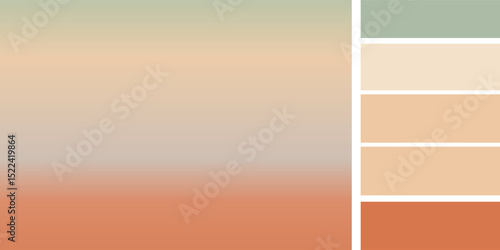 Soft mint green and light brown terracotta beige gradient background with color palette