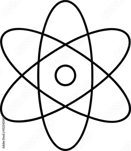atom model icon line art vector illustration on transparent background
