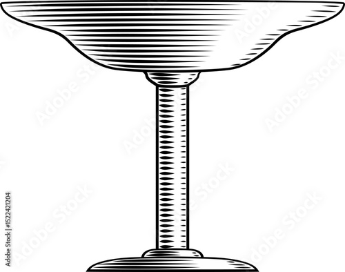 A chalice or Holy grail, perhaps a communion cup or ancient Roman wine goblet in a woodcut vintage style