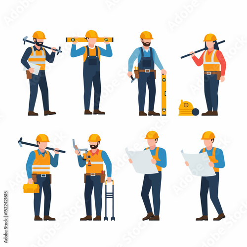 Construction workers team builder repairman profession