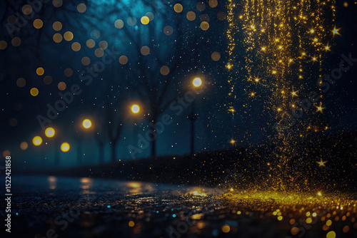 Wallpaper Mural Magical Night Scene with Golden Sparkle Torontodigital.ca