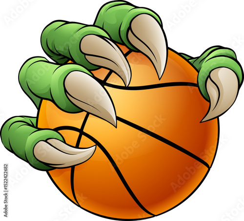A basketball claw sports illustration of an eagle or animal monster hand holding ball
