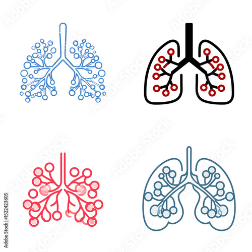 Modern flat line illustrations of human lungs and bronchial structures—great for medical infographics, health education, and respiratory awareness content.

