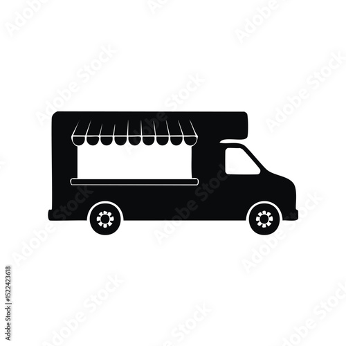 Mobile food truck street food vendor business icon