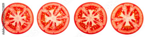 Fresh Red Tomato Slice, raw vegetable, juicy ingredient PNG set Transparent background