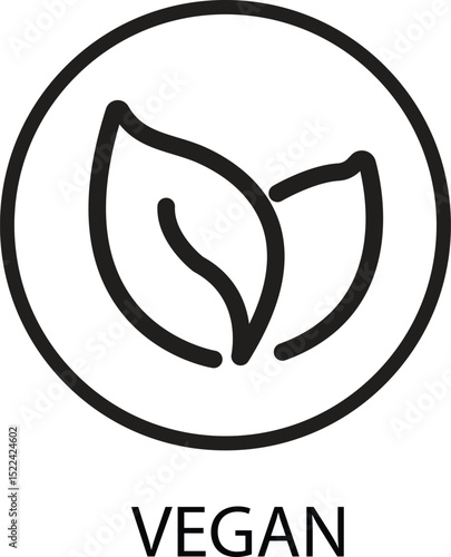 Vegan product label design with leaf icon for food packaging and cruelty free certification branding vector