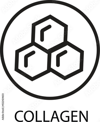 Collagen supplement benefits for skin and health vector icon for beauty and wellness products design