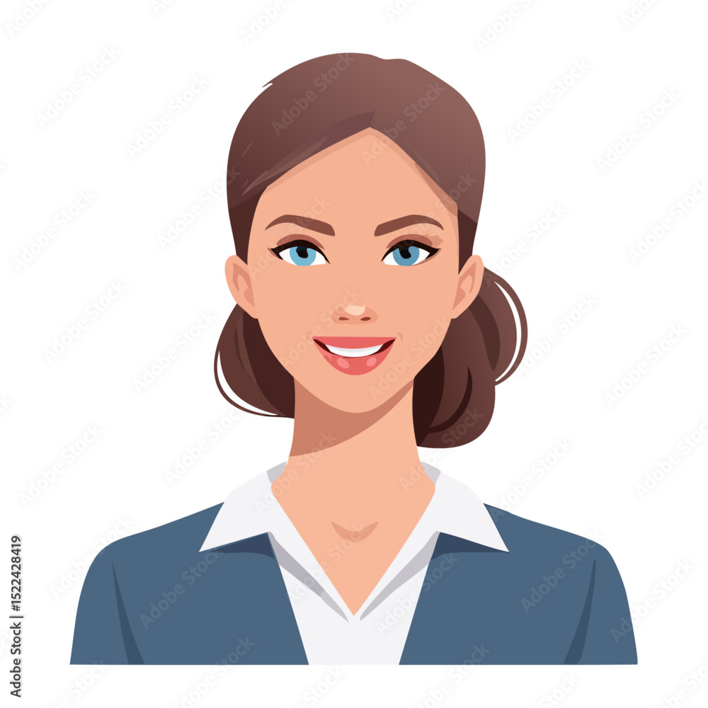 Flat Vector. Portrait of only one Woman. Simple Background. Flat Vector. Portrait of only one Woman. Simple Background.