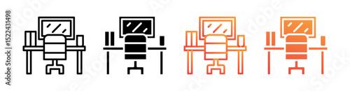 Workspace Multi Style Icon Set Vector 