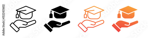 Graduation Multi Style Icon Set Vector 