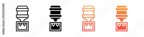Water Dispenser Multi Style Icon Set Vector 