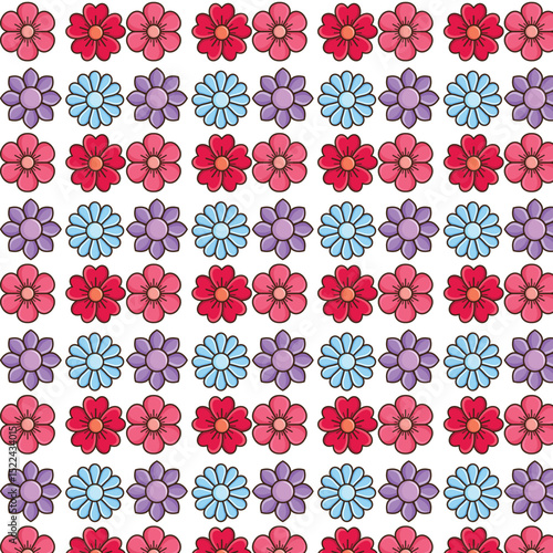 Colorful Floral Pattern on White Background