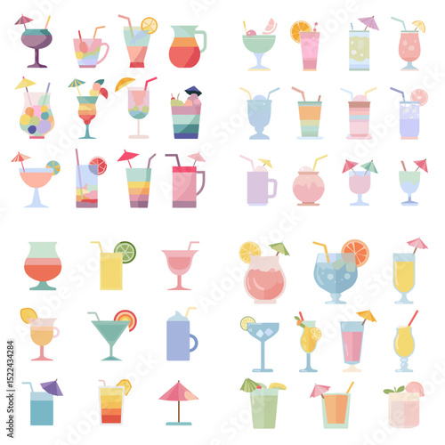Wallpaper Mural Colorful vector set of refreshing drinks and tropical cocktails with fruit garnish, umbrellas, and straws. Perfect for summer, bar, and beverage-themed content.

 Torontodigital.ca