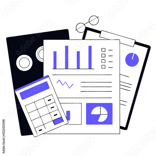 Accounting business irs internal audit analysis vector table desk or seo statistic market sales research inspection flat lay, quality study chart, financial budget review report, company investment