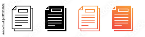 Document Multi Style Icon Set Vector 