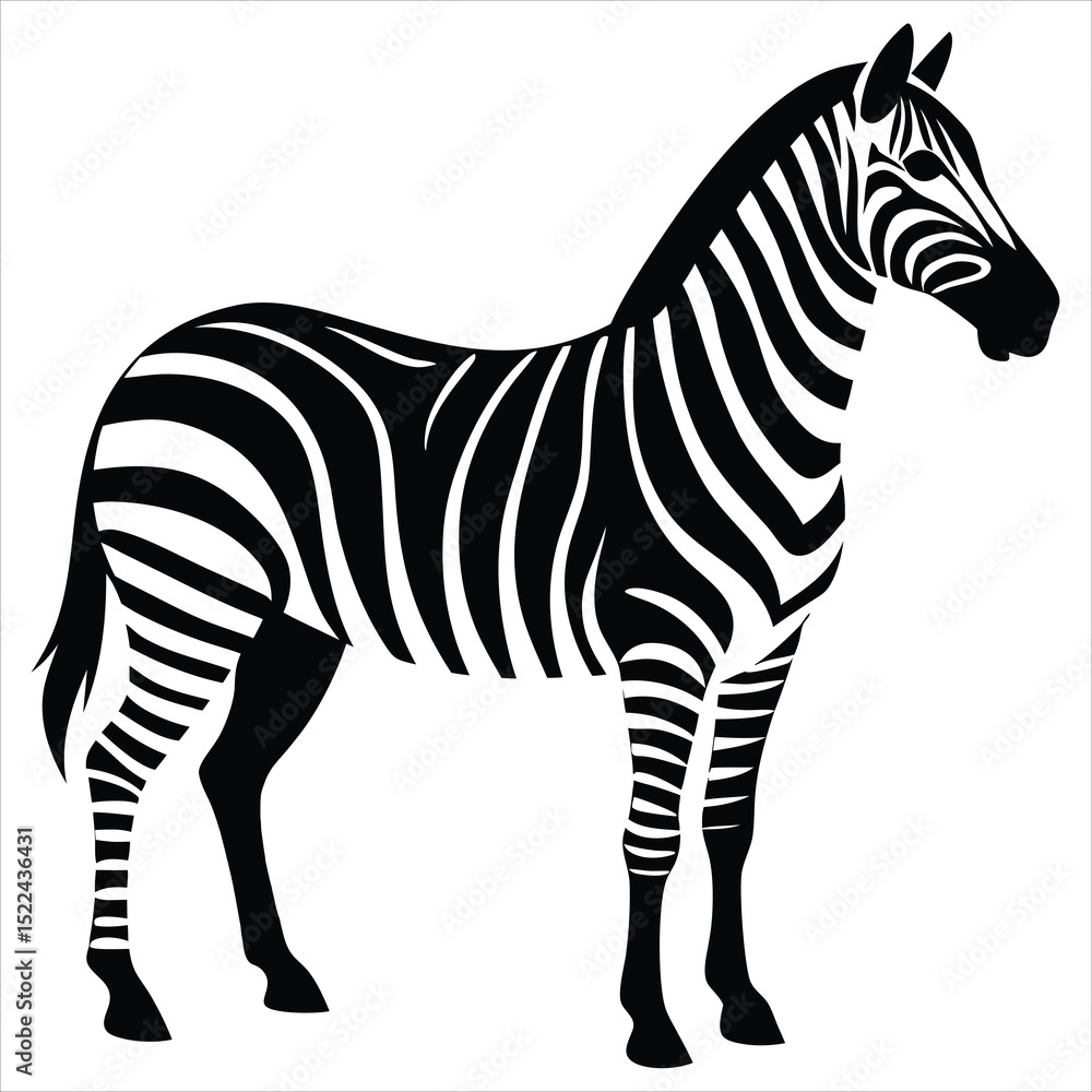 Fototapeta premium zebra animal silhouette vector isolated on a white background 