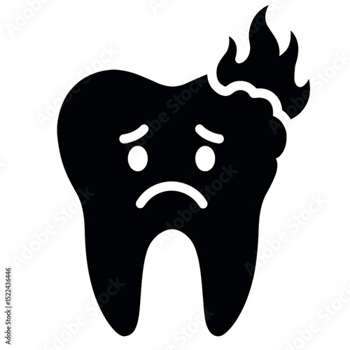 Burning Toothache Glyph Icon isolated on white background