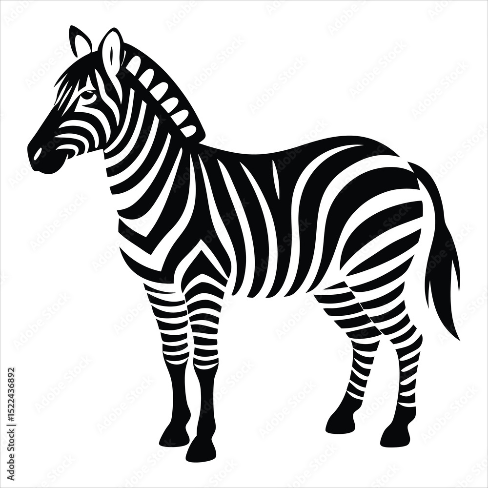 Fototapeta premium zebra animal silhouette vector isolated on a white background 