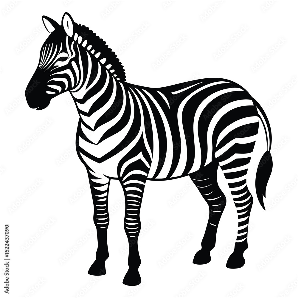 Fototapeta premium zebra animal silhouette vector isolated on a white background 