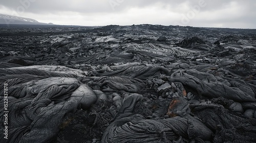 Volcanic Lava Field Landscape
