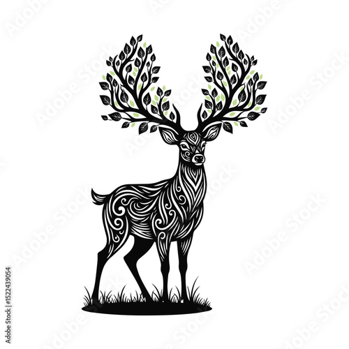 Nature Spirit Stag with Tree Branches Design Art & Illustration