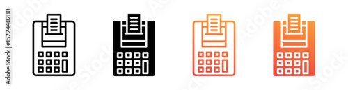 Adding Machine Multi Style Icon Set Vector 