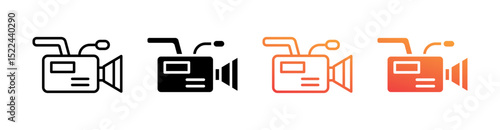 Camcorder Multi Style Icon Set Vector 