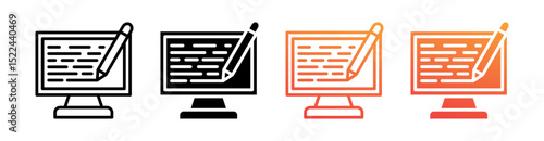 Blogging Multi Style Icon Set Vector 