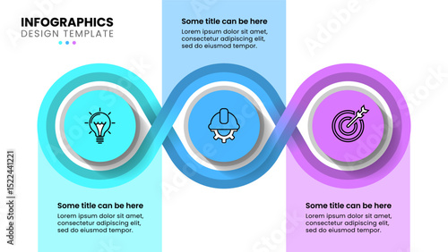 Infographic template. 3 linked circles with icons