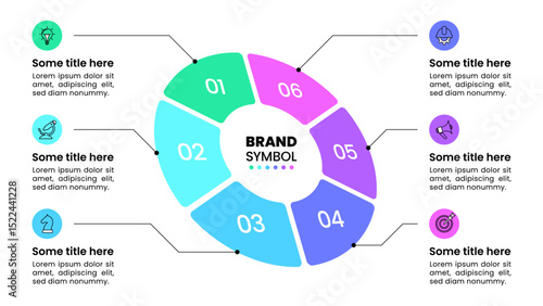Infographic template. Circle with numbers and 6 steps