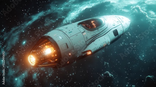 Wallpaper Mural Futuristic Spacecraft Journey Through Cosmic Nebula and Stars Torontodigital.ca