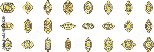 Khachapuri icons set with different types of this traditional georgian dish, showing variations in shape, fillings, and toppings
