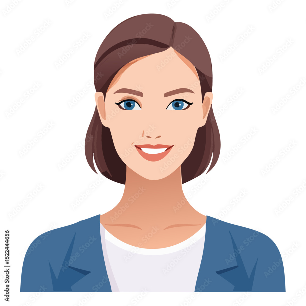 Flat Vector. Portrait of only one Woman. Simple Background. Flat Vector. Portrait of only one Woman. Simple Background.