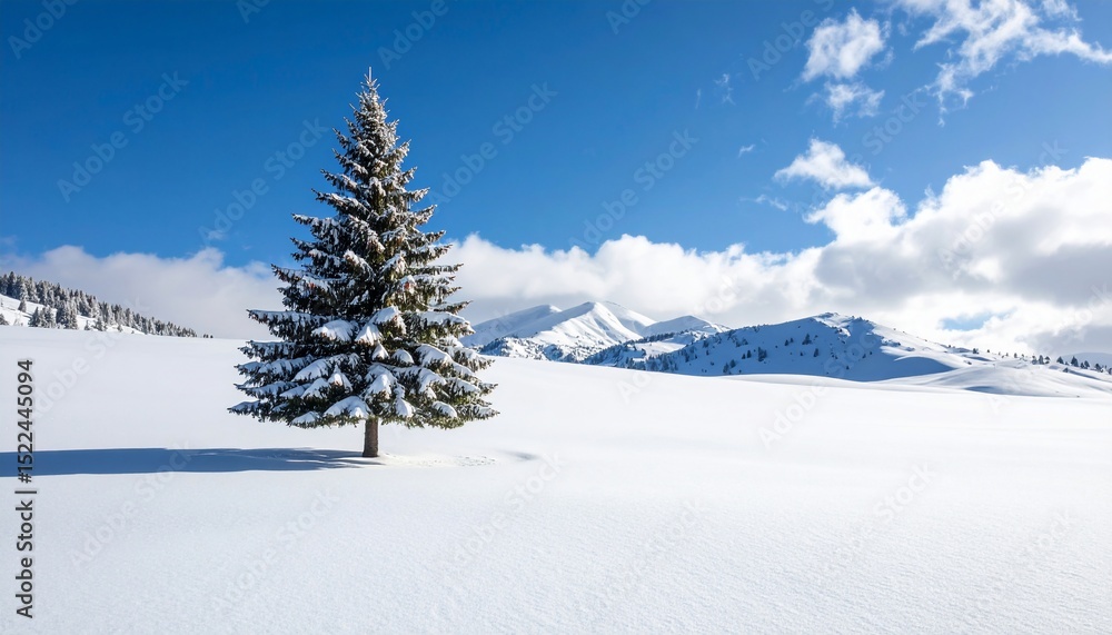 Solitary Snow-Covered Fir in Winter Wonderland Solitary Snow-Covered Fir in Winter Wonderland