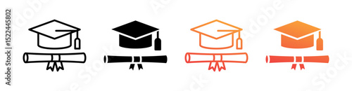 Graduation Multi Style Icon Set Vector 