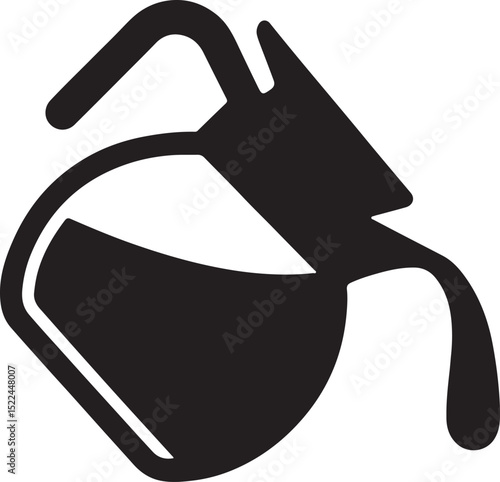 Silhouette vector of a coffee pot pouring hot drink. Perfect for café branding, icons, and illustrations.