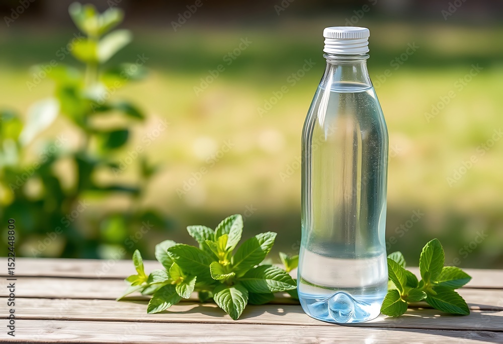 Refreshing Mint Water in a Glass Bottle Refreshing Mint Water in a Glass Bottle