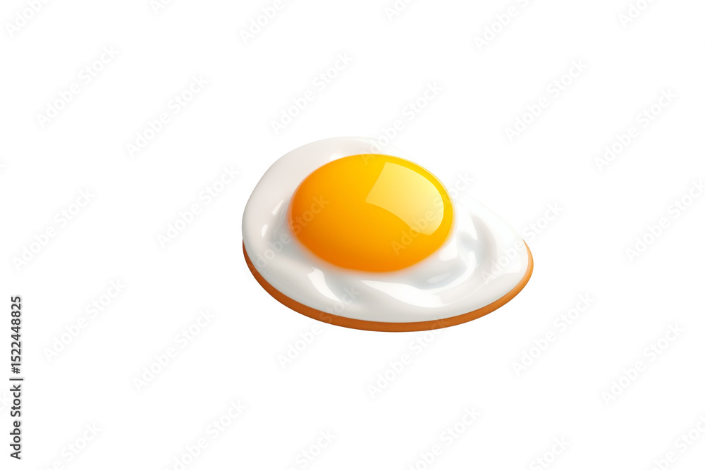 A single fried egg with a bright yellow yolk and a glossy white, isolated on a transparent background. background removed A single fried egg with a bright yellow yolk and a glossy white, isolated on a transparent background. background removed