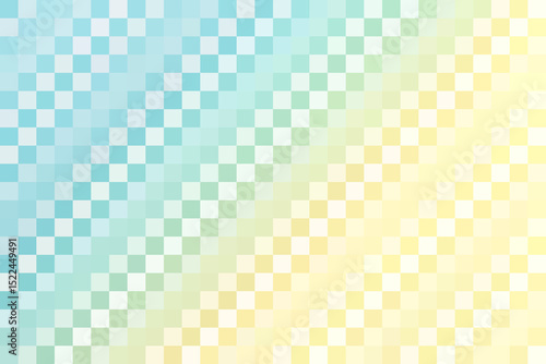 水色と黄色のモザイク　正方形の模様　