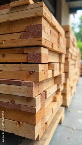 Wallpaper Mural Stack of neatly packaged wood planks, ready for shipping or delivery Ideal for construction, DIY projects, or crafting High-quality timber, carefully bundled , hardwood, building material Torontodigital.ca