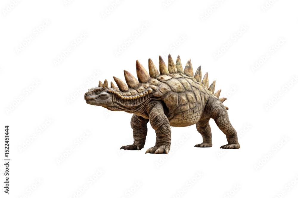 Fototapeta premium A detailed 3D rendering of a Stegosaurus, showcasing its armored plates and spiked tail. background removed