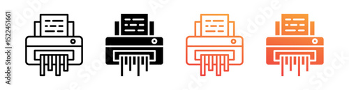 Paper Shredder Multi Style Icon Set Vector 